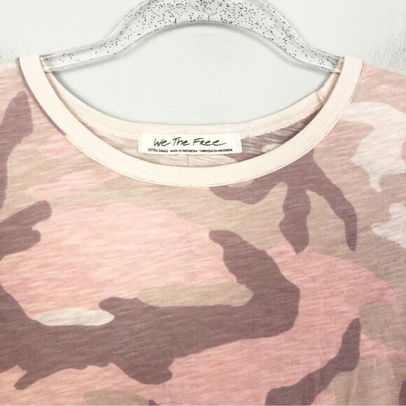 FREE PEOPLE | WE THE FREE Clare Camo Tee Blush Pink Short Sleeve Women’s Size XS - Picture 6 of 11